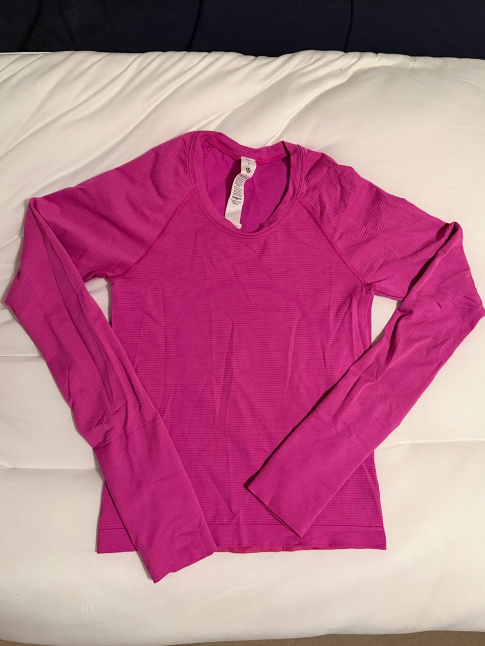 lululemon athletica Ribbed Long Sleeve Crew in Fuchsia Pink